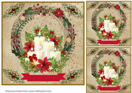 3 Christmas candle card fronts/toppers