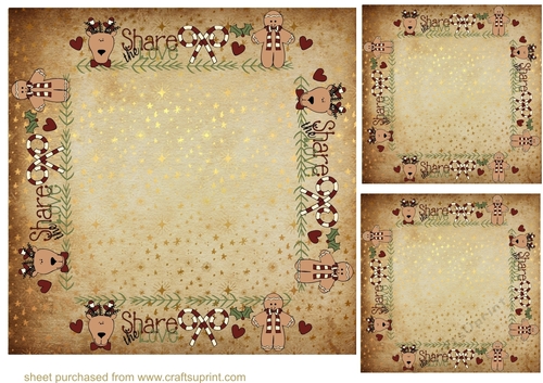 3 Square Gingerbread card fronts/toppers(blanks) 1