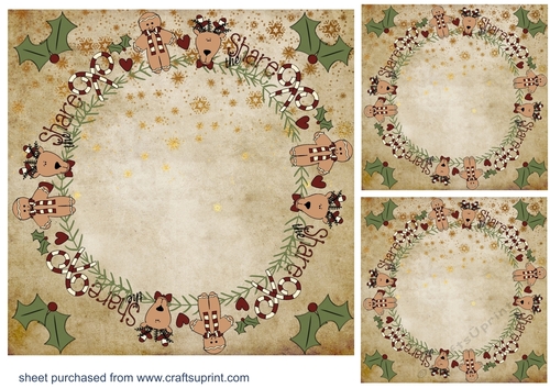 3 Round frame gingerbread card fronts/toppers (blanks) 2