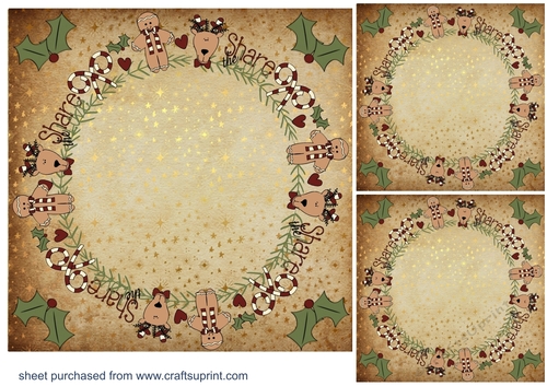 3 Round frame gingerbread card fronts/toppers (blanks) 1