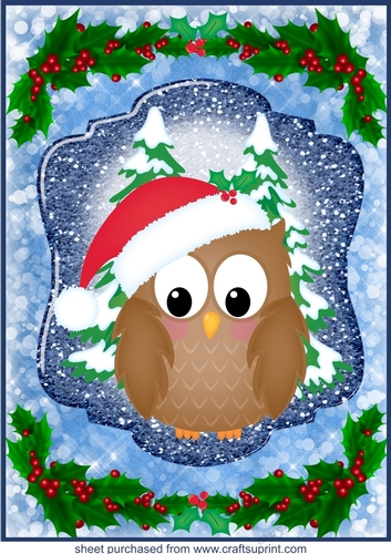 Large blue Christmas owl topper