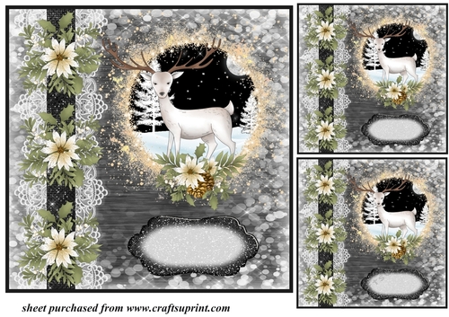 3 Black and white stag card fronts/toppers 2