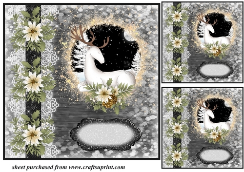 3 Black and white stag card fronts/toppers 3
