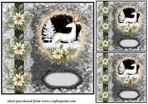 3 Black and white stag card fronts/toppers 4