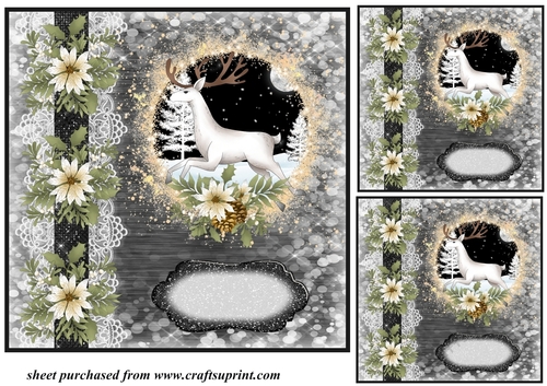 3 Black and white stag card fronts/toppers 5