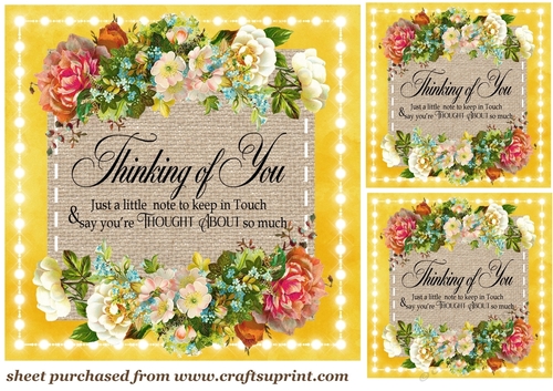 3 Yellow floral thinking of you card fronts/toppers