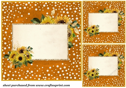 3 Sunflower frame card fronts/toppers (blanks) 2