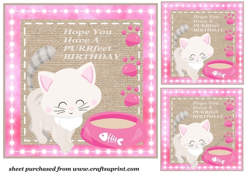 3 Purrfect Birthday card fronts/toppers