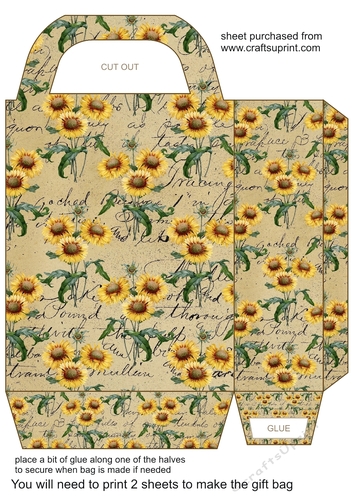 Vintage sunflower gift bag 3