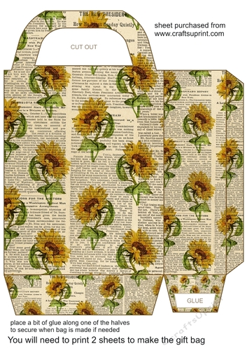 Vintage sunflower gift bag 4