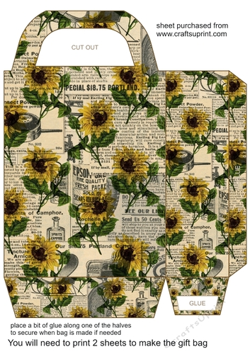 Vintage sunflower gift bag 6