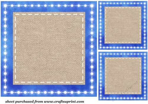 3 Blue burlap card front/topper blanks 2