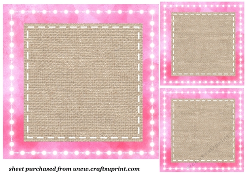 3 Pink burlap card front/topper blanks 