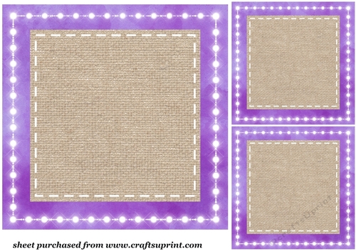 3 Purple burlap card front/topper blanks 
