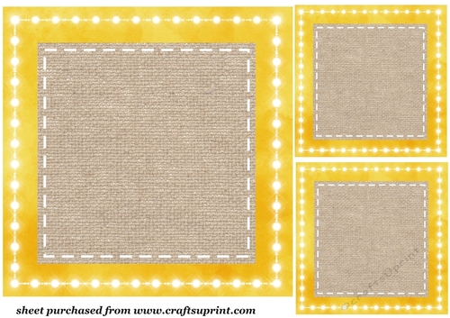 3 Yellow burlap card front/topper blanks 