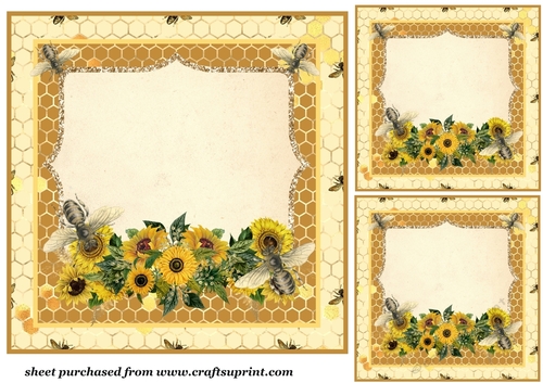 3 Sunflower and bee card fronts/toppers