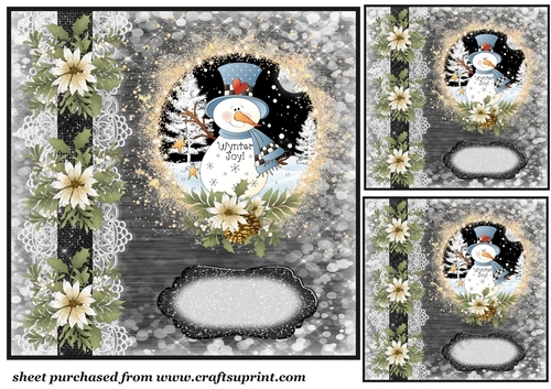 3 Black and white snowman card fronts 1
