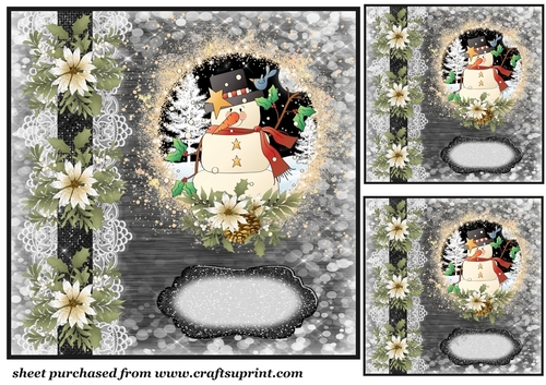 3 Black and white snowman card fronts 2