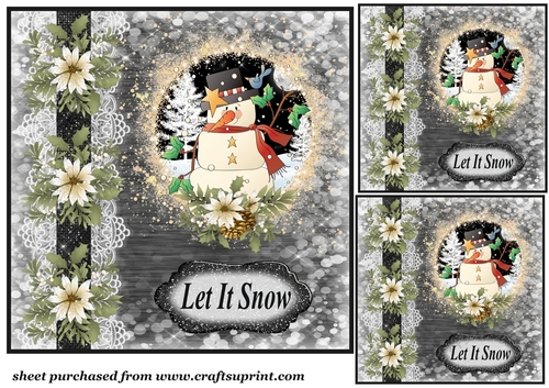 3 Black and white snowman card fronts 3
