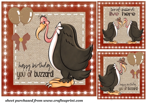 3 Ol buzzard card fronts/toppers
