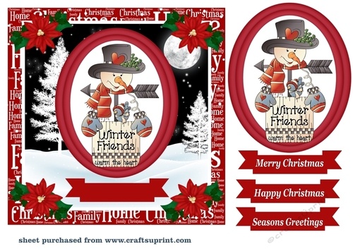 Red winter friends Christmas card front