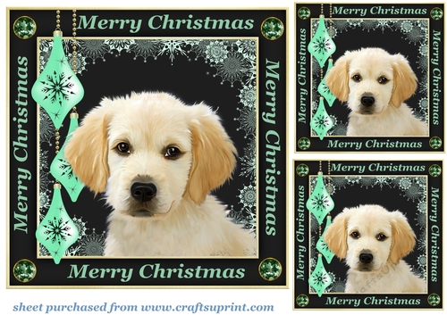 3 Cute Christmas pup card fronts/toppers(no hat)