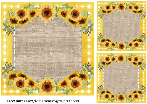 3 Yellow sunflower card fronts/toppers