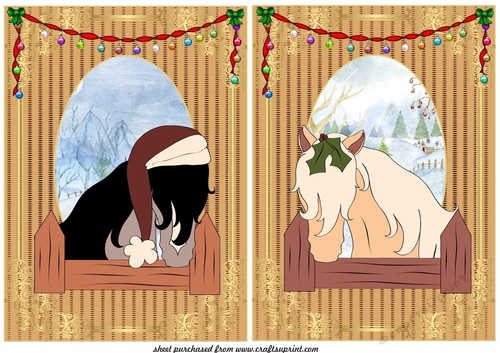2 Christmas horse card fronts 2