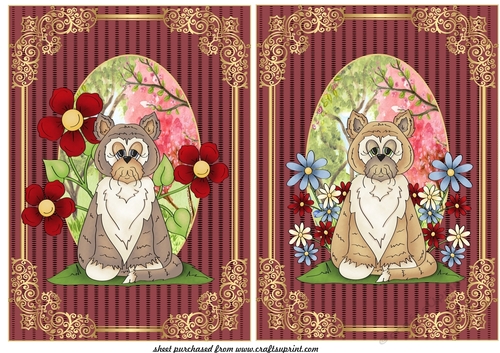 2 Floral kitty card fronts 1