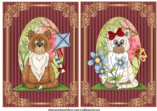 2 Floral kitty card fronts 2