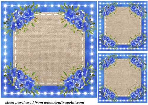 3 Blue rose card fronts/toppers blanks 2