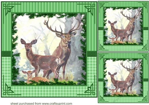 3 Forest stag family card fronts/toppers
