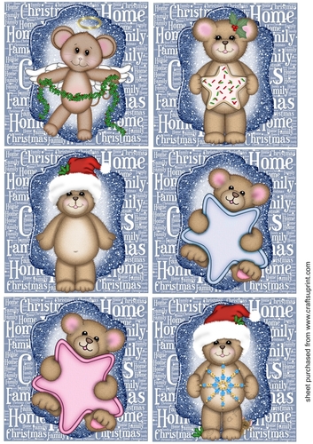 6 Blue Christmas animal toppers 1