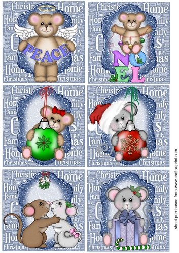 6 Blue Christmas animal toppers 2