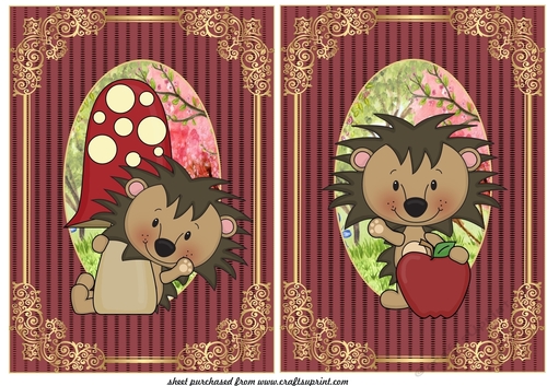 2 Cute floral hedgehog card fronts 2