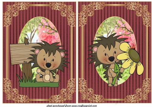 2 Cute floral hedgehog card fronts 3