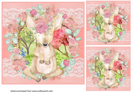 3 Water colour deer card fronts/toppers