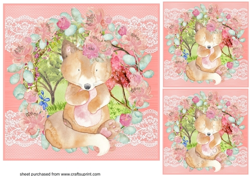 3 Water colour fox card fronts/toppers