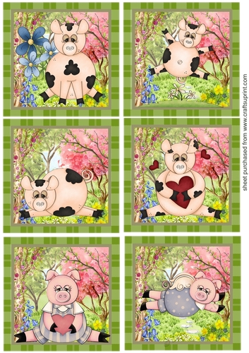 6 Cute floral pig toppers