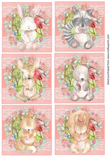 6 Floral woodland animal toppers