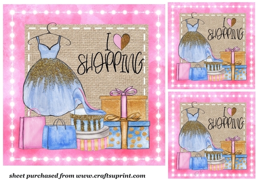 3 I love shopping card fronts/toppers
