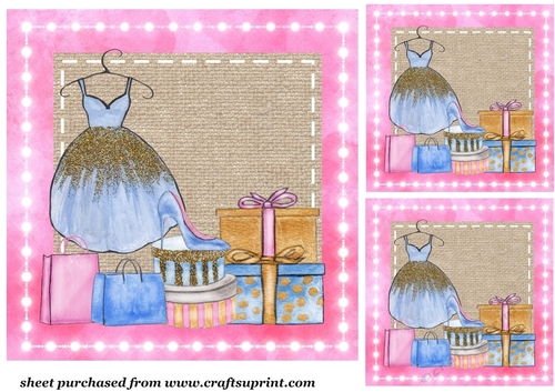 3 Ladies fashion shopping card fronts/toppers