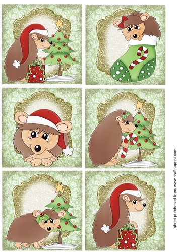 6 Christmas hedgehog toppers