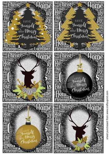 6 Black and gold Christmas toppers
