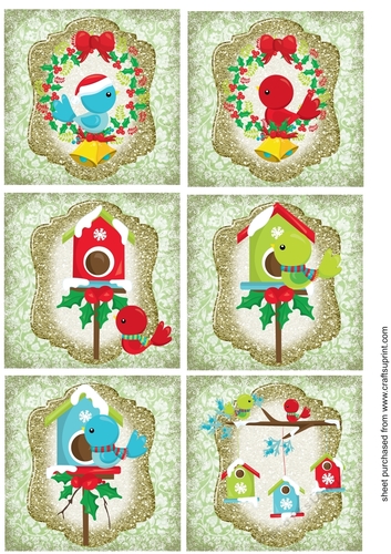 6 Christmas birds toppers