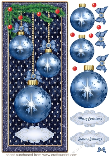 Blue baubles card front