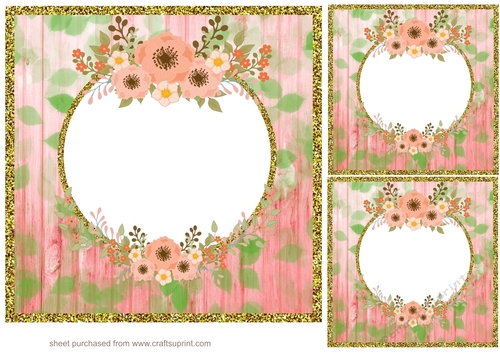 3 Floral frame with gold edge card fronts/toppers 1