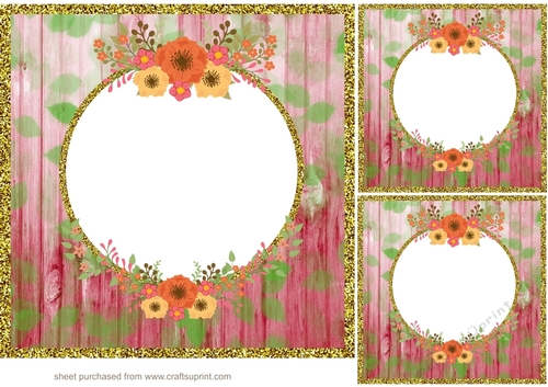 3 Floral frame with gold edge card fronts/toppers 2