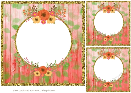 3 Floral frame with gold edge card fronts/toppers 3