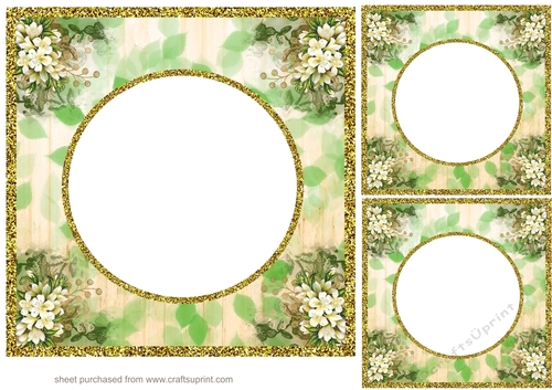 3 Floral frame with gold edge card fronts/toppers 6